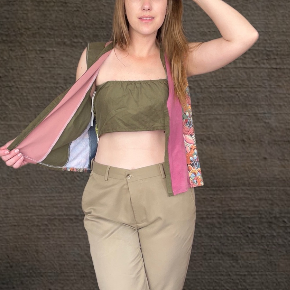 Earthy mushroom Patchwork Vest - Picture 7 of 15